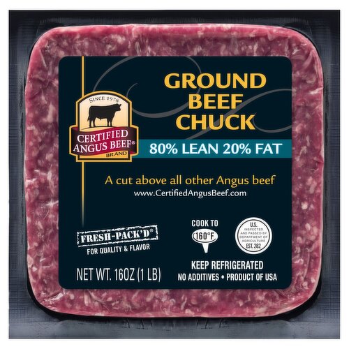 Certified Angus Beef 80% Lean 20% Fat Ground Beef Chuck, 16 oz