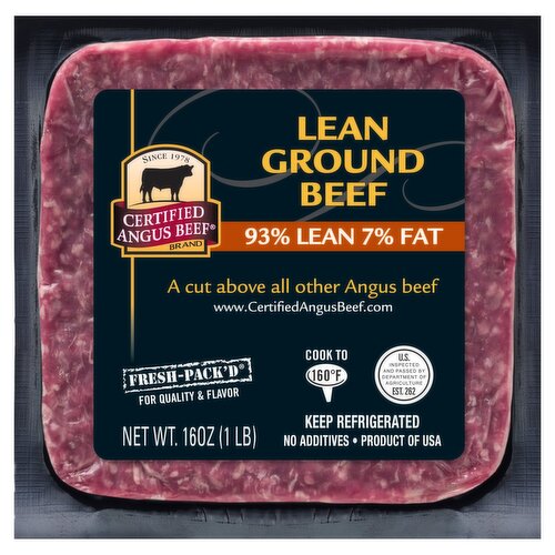 Certified Angus Beef 93% Lean 7% Fat Lean Ground Beef, 16 oz