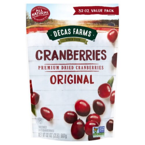 Decas Farms Original Premium Sweetened Dried Cranberries Value Pack, 32 oz