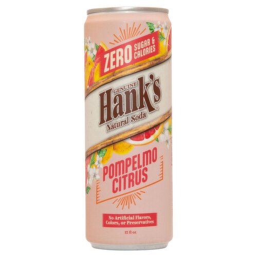 Hank's Genuine Pompelmo Citrus Zero Sugar & Calories Natural Soda, 12 fl oz