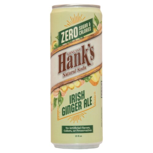 Hank's Genuine Irish Ginger Ale Zero Sugar & Calories Natural Soda, 12 fl oz