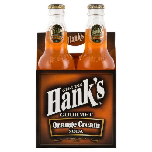 Hank's Genuine Gourmet Orange Cream Soda, 4 count, 12 fl oz