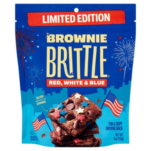 Brownie Brittle Red, White & Blue Thin & Crispy Brownie Snack Limited Edition, 4 oz