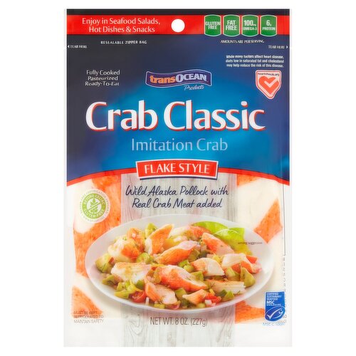 Trans Ocean Flake Style Classic Imitation Crab, 8 oz