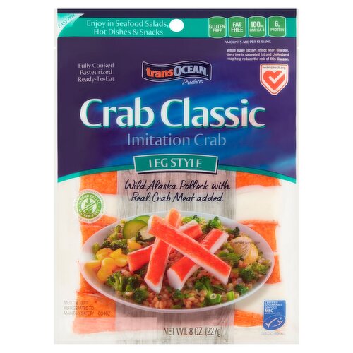 Trans Ocean Crab Classic Leg Style Imitation Crab, 8 oz