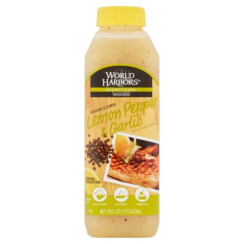 World Harbors Maine's Own Lemon Pepper & Garlic Sauce & Marinade, 16 fl oz