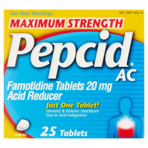 Pepcid Maximum Strength AC Acid Reducer Famotidine Tablets, 20 mg, 25 count