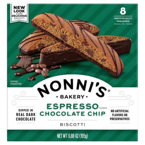 Nonni's Espresso Flavored Chocolate Chip Biscotti, 8 count, 6.88 oz