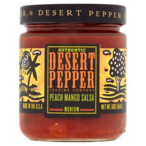 Desert Pepper Trading Company Authentic Medium Peach Mango Salsa, 16 oz