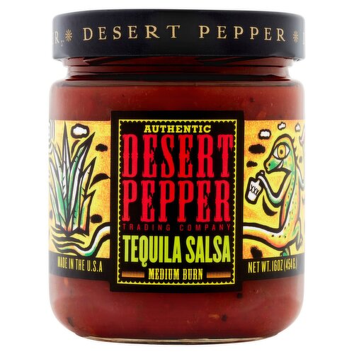 Desert Pepper Trading Company Authentic Medium Burn Tequila Salsa, 16 oz