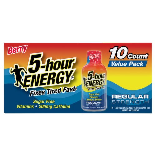 5-hour Energy Berry Regular Strength Dietary Supplement Value Pack, 1.93 fl oz, 10 count