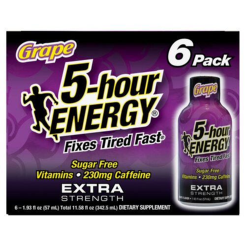 5-hour Energy Grape Extra Strength Dietary Supplement, 1.93 fl oz, 6 count