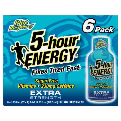 5-hour Energy Blue Raspberry Extra Strength Dietary Supplement, 1.93 fl oz, 6 count