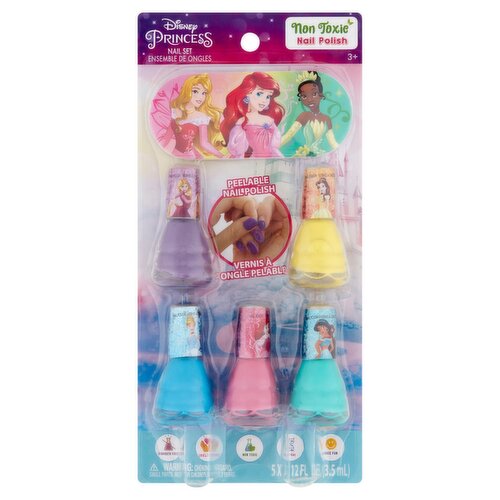 Disney Princess Non Toxic Nail Polish Set, 3+, 5 count, 0.12 fl oz