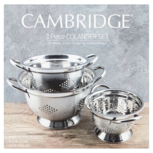 Cambridge Stainless Steel Colander Set, 3 count