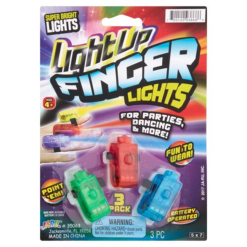 Ja-Ru Light Up Finger Lights, Age 4+, 3 count