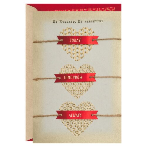 Hallmark Valentine's Day Card for Husband (Three Gold Hearts)