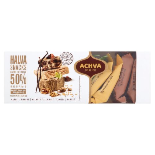 Achva Marble, Walnuts and Vanilla Halva Snacks, 0.88 oz, 12 count