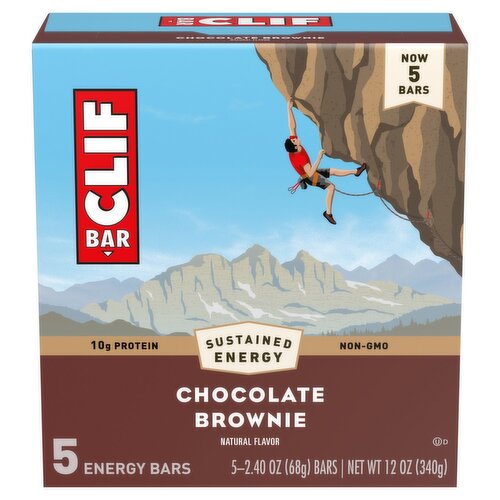 Clif Bar Chocolate Brownie Energy Bars, 2.40 oz, 5 count