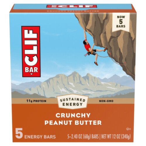 Clif Bar Crunchy Peanut Butter Energy Bars, 2.4 oz, 5 count