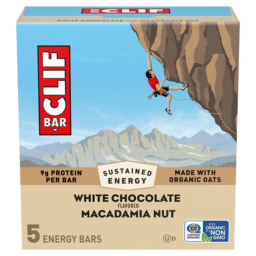 Clif Bar White Chocolate Flavored Macadamia Nut Energy Bars, 2.4 oz, 5 count