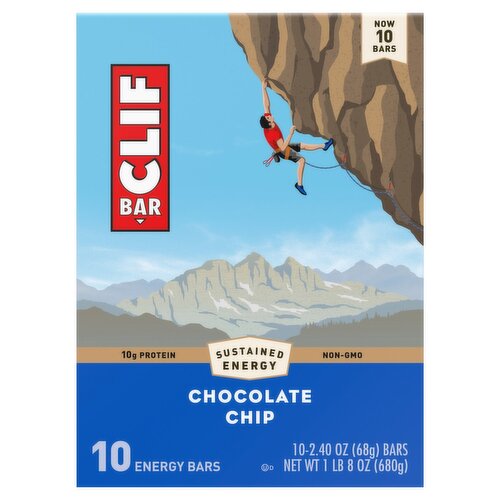 Clif Bar Chocolate Chip Energy Bars, 2.40 oz, 10 count