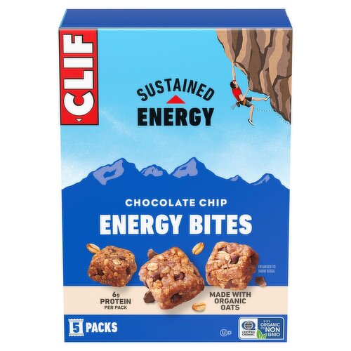 CLIF BAR Energy Bites, Chocolate Chip, Made with Organic Oats, 6g Plant Based Protein, Non-GMO, 5pk