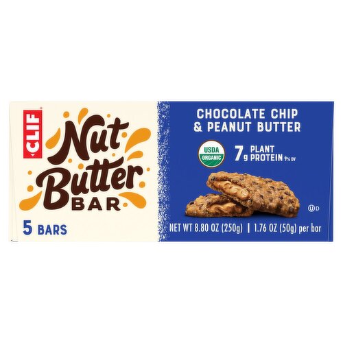 Clif Nut Butter Chocolate Chip & Peanut Butter Bar, 1.76 oz, 5 count