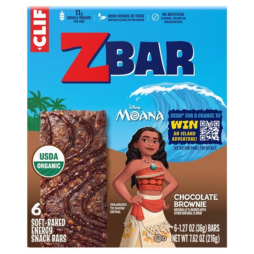 Clif Kid ZBar Chocolate Brownie Baked Whole Grain Energy Snack Bars, 1.27 oz, 6 count