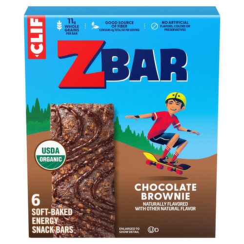 Clif Kid ZBar Chocolate Brownie Baked Whole Grain Energy Snack Bars, 1.27 oz, 6 count