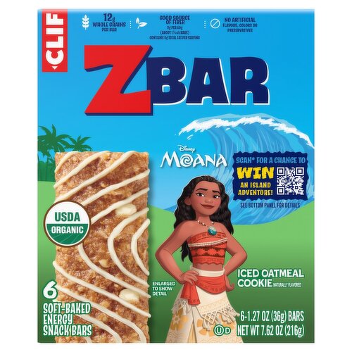 Clif Kid ZBar Iced Oatmeal Cookie Baked Whole Grain Energy Snack Bars, 1.27 oz, 6 count