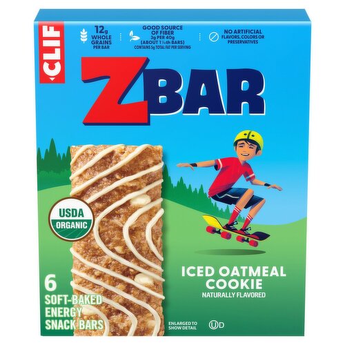 Clif Kid ZBar Iced Oatmeal Cookie Baked Whole Grain Energy Snack Bars, 1.27 oz, 6 count