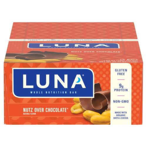 Luna Nutz Over Chocolate Whole Nutrition Bar, 1.69 oz, 15 count