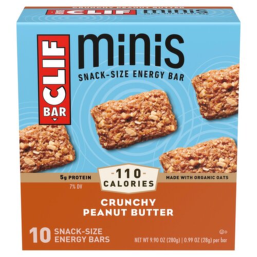 Clif Bar Minis Crunchy Peanut Butter Snack-Size Energy Bar, 0.99 oz, 10 count