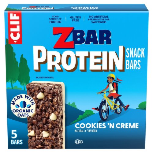 Clif Kid ZBar Protein Cookies 'N Creme Whole Grain Crispy Snack Bars, 1.27 oz, 5 count