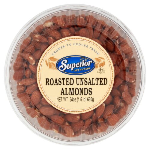 Superior Nut & Candy Roasted Unsalted Almonds, 24 oz