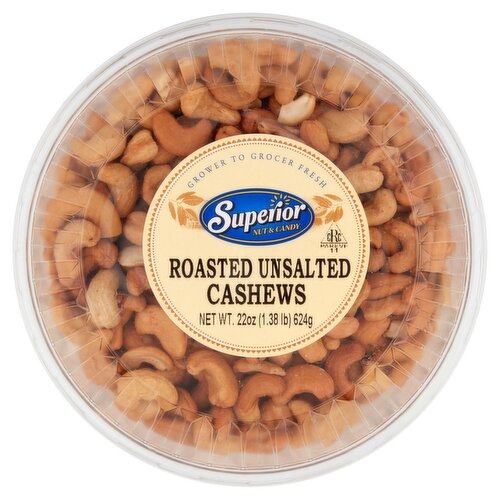 Superior Nut & Candy Roasted Unsalted Cashews, 22 oz