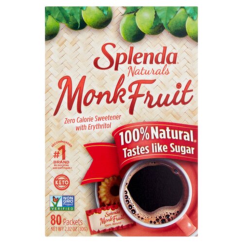 Splenda Naturals Monk Fruit Zero Calorie Sweetener with Erythritol, 80 counts, 2.82 oz