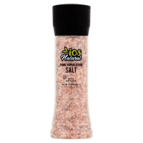 IOS Natural Pink Himalayan Salt with Grinder, 12.9 oz