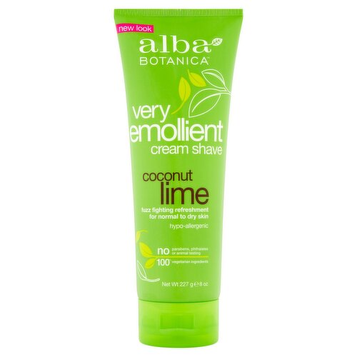 Alba Botanica Coconut Lime Very Emollient Cream Shave, 8 oz