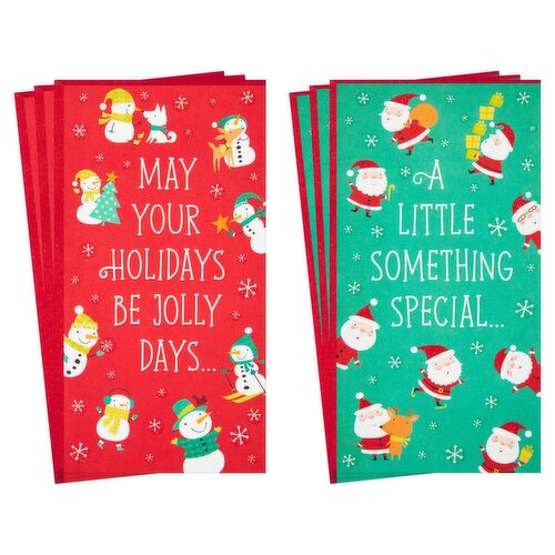 Hallmark Christmas Money or Gift Card Holders Assortment, Snowmen and Santa (6 Holiday Cards and Envelopes)