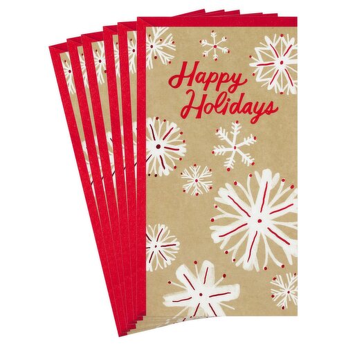 Hallmark Rustic Holiday Money or Gift Card Holder Cards (6 Cards with Envelopes) Red and White Snowflakes, Kraft Brown
