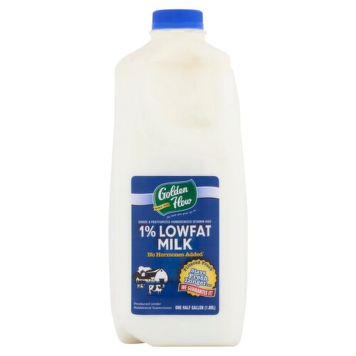 Golden Flow 1% Lowfat Milk, one half gallon