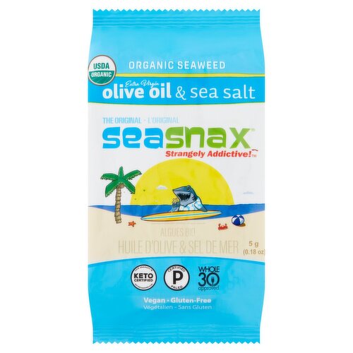 SeaSnax The Original Extra Virgin Olive Oil & Sea Salt Organic Seaweed, 0.18 oz