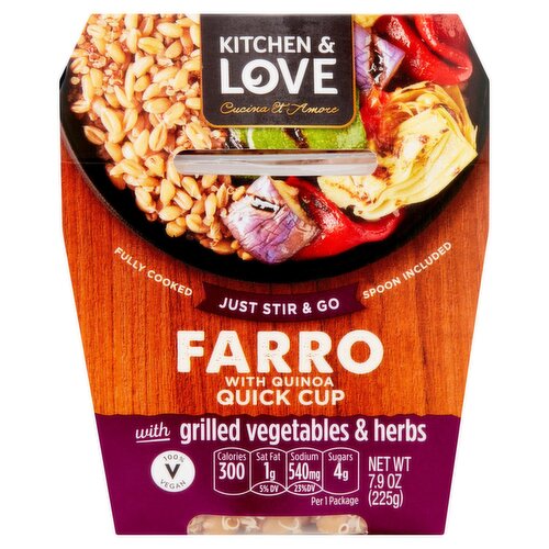 Kitchen & Love Farro with Quinoa Quick Cup with Grilled Vegetables & Herbs, 7.9 oz