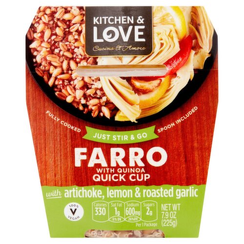 Kitchen & Love Farro with Quinoa Quick Cup with Artichoke, Lemon & Roasted Garlic, 7.9 oz