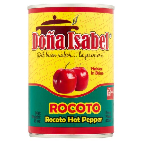 Doña Isabel Rocoto Hot Pepper Halves in Brine, 15 oz