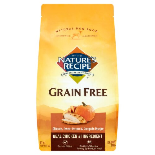 Nature's Recipe Grain Free Chicken, Sweet Potato & Pumpkin Recipe Natural Dog Food, 4 lb