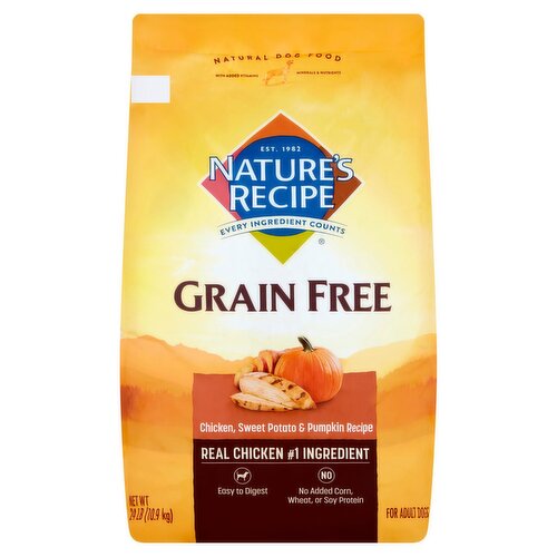 Nature's Recipe Grain Free Chicken, Sweet Potato & Pumpkin Recipe Natural Dog Food, 24 lb