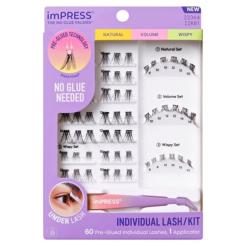ImPress Natural, Volume and Wispy Pre-Glued Individual Lash/Kit